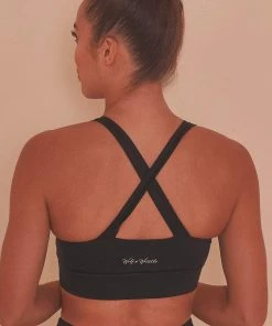 Wolf & Whistle Lace Up Mesh Panel Bra Black Outlet