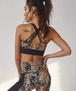Wolf & Whistle Mixed Animal Print Strappy Back Sports Bra