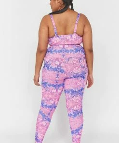 Wolf & Whistle Pink Marble Twist Front Curve Sports Bra Outlet