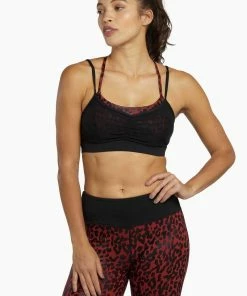 Wolf & Whistle Red And Black Leopard Wet Look Sport Bra Activewear