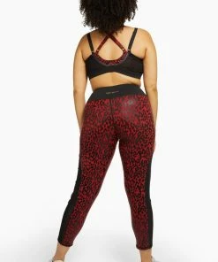 Wolf & Whistle Red Wet Look Leopard High Waist Leggings Curve