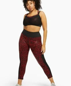 Wolf & Whistle Red Wet Look Leopard High Waist Leggings Curve