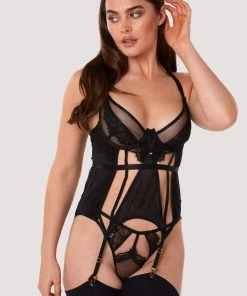 Wolf & Whistle Fleur Black Caged Lace Basque