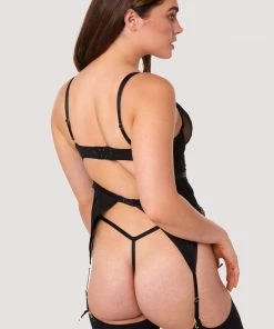 Wolf & Whistle Fleur Black Caged Lace Basque