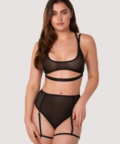 Wolf & Whistle Alice Black Mesh Double Strap Bra Bras