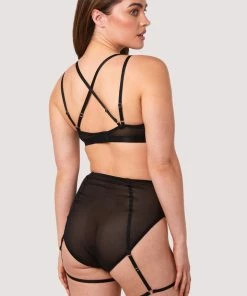 Wolf & Whistle Alice Black Mesh Double Strap Bra Bras