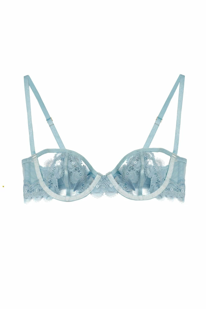 Wolf & Whistle Cora Blue Mesh And Trim Balconette Bra 8 Wolf & Whistle Cora Blue Mesh And Trim Balconette Bra
