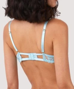 Wolf & Whistle Eva Blue Graphic Embroidery Balconette Bra Bras