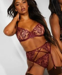 Wolf & Whistle Bras Eva Dark Cherry Graphic Embroidery Balconette Bra 13 Wolf & Whistle Bras Eva Dark Cherry Graphic Embroidery Balconette Bra