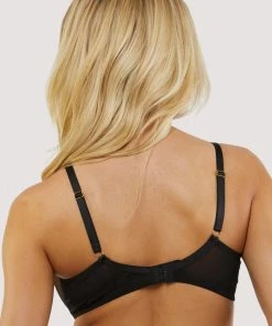 Wolf & Whistle Kennedy Black Strappy Mesh And Lace Balconette Bra Bras