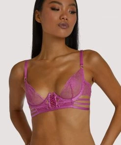 Wolf & Whistle Outlet Azma Pink Lace Caged Bra