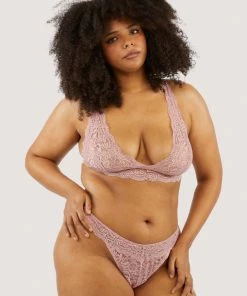 Wolf & Whistle Ariana Ash Rose Lace Thong