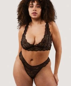Wolf & Whistle Ariana Coffee Lace Thong