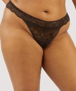 Wolf & Whistle Ariana Coffee Lace Thong