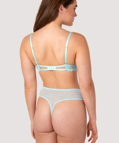 Wolf & Whistle Eva Blue Graphic Embroidery High Waist Thong Knickers