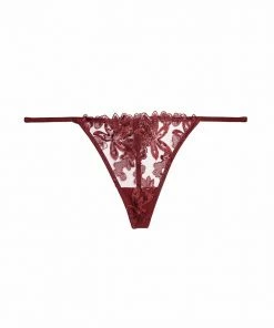 Wolf & Whistle Knickers Eva Dark Cherry Graphic Embroidery Thong