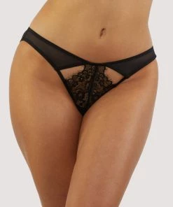 Wolf & Whistle Kennedy Black Strappy Mesh And Lace Brief