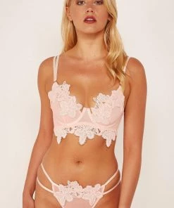 Wolf & Whistle Outlet Alyssa Applique Peach Thong