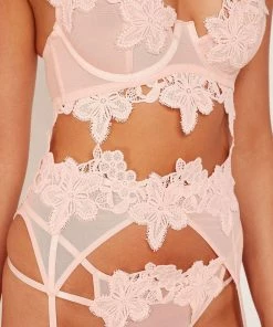 Wolf & Whistle Outlet Alyssa Applique Peach Thong