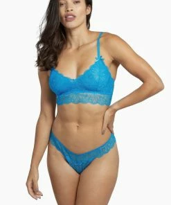 Wolf & Whistle Ariana Aqua Blue Everyday Lace Thong Outlet