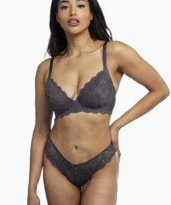 Wolf & Whistle Outlet Ariana Steel Grey Everyday Lace Brief