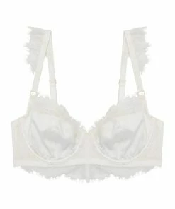 Bridal Lingerie Wolf & Whistle Millie Demi Padded Eyelash Lace Bra Ivory B- F