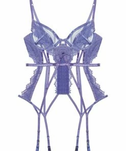 Wolf & Whistle Claire Blue Caged Lace Basque