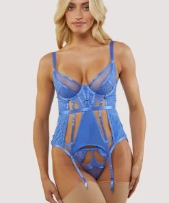 Wolf & Whistle Claire Blue Caged Lace Basque