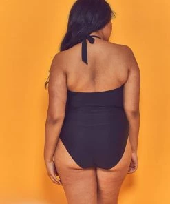 Swimwear Wolf & Whistle Fishnet Panel Swimsuit Curve