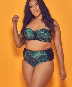 Swimwear Wolf & Whistle Palm High Waist Bikini Brief Curve