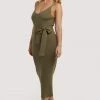 Wolf & Whistle Lounge Khaki Knitted Rib Dress Outlet