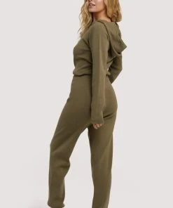 Wolf & Whistle Lounge Khaki Knitted Rib Jogger 10 Wolf & Whistle Lounge Khaki Knitted Rib Jogger