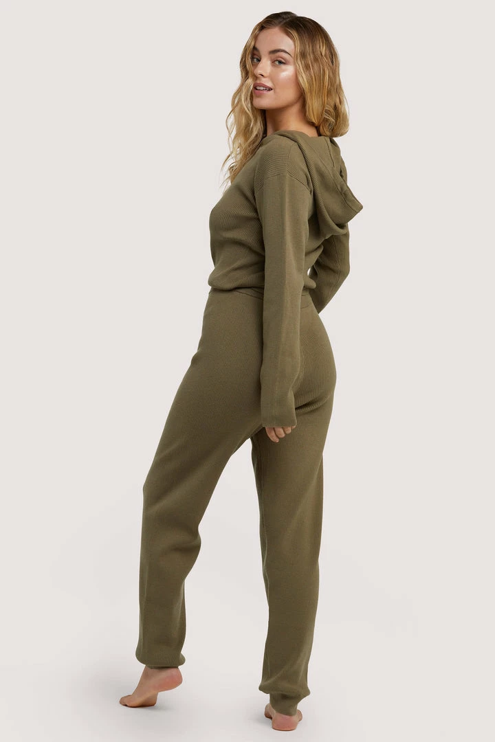 Wolf & Whistle Lounge Khaki Knitted Rib Jogger 6 Wolf & Whistle Lounge Khaki Knitted Rib Jogger
