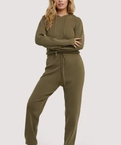 Wolf & Whistle Lounge Khaki Knitted Rib Jogger