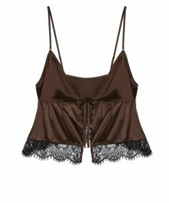 Wolf & Whistle Alaia Chocolate Brown Caged Cami Pyjama Top & Shorts Nightwear