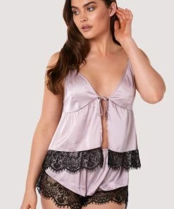 Wolf & Whistle Nightwear Alaia Mink Caged Cami Pyjama Top & Shorts