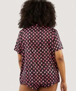 Wolf & Whistle Heart Print Satin Pyjama Set