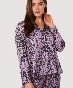 Wolf & Whistle Nightwear Kaylee Long Sleeve Lilac Animal PJs