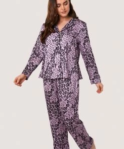 Wolf & Whistle Nightwear Kaylee Long Sleeve Lilac Animal PJs