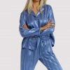 Wolf & Whistle Blue Stripe Satin Pyjama Set 1 Wolf & Whistle Blue Stripe Satin Pyjama Set