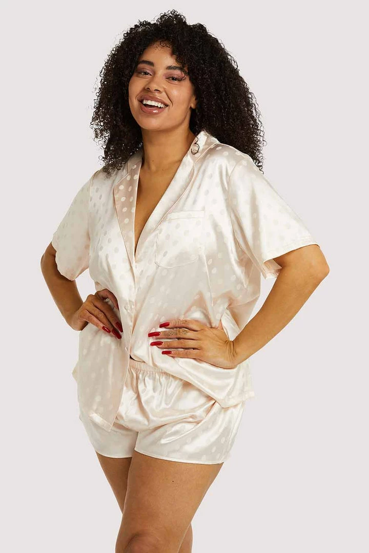 Wolf & Whistle Nightwear Champagne Spot Satin Pyjama Set 4 Wolf & Whistle Nightwear Champagne Spot Satin Pyjama Set