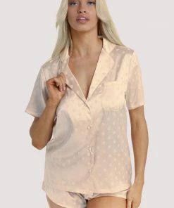 Wolf & Whistle Nightwear Champagne Spot Satin Pyjama Set