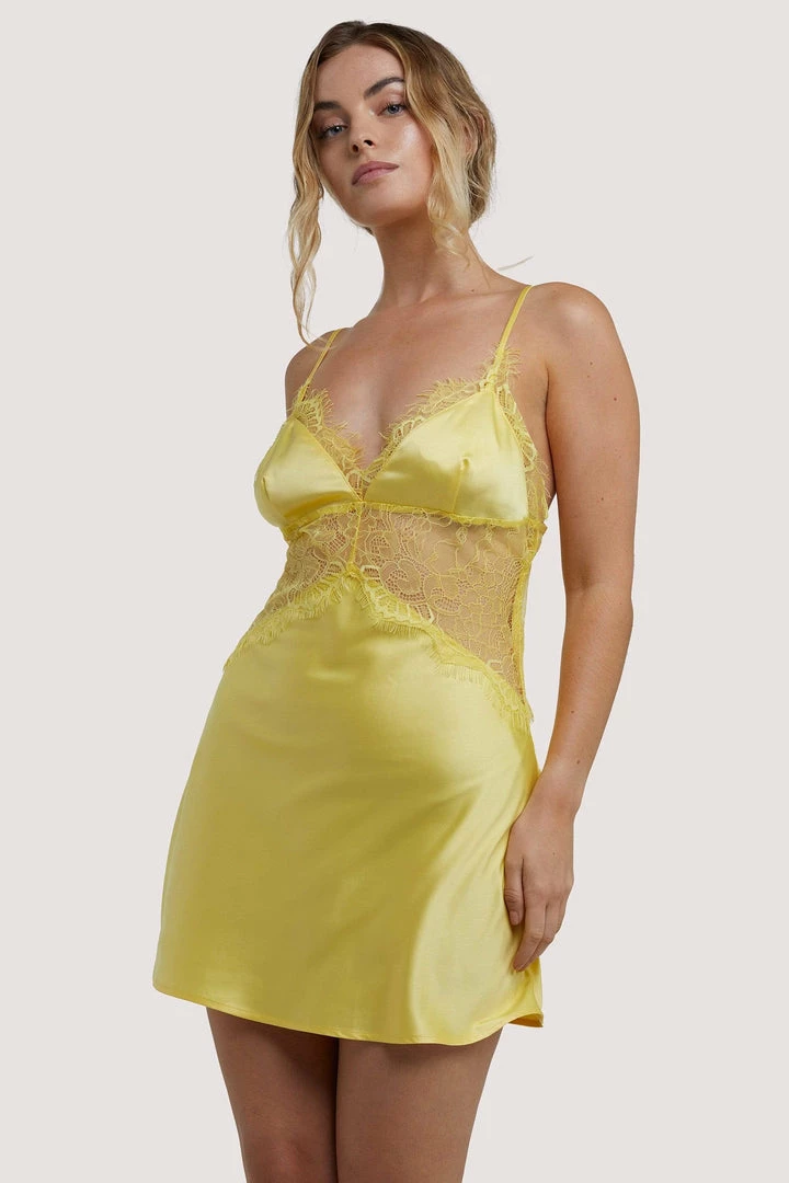 Wolf & Whistle Nightwear Helena Yellow Slip Dress 3 Wolf & Whistle Nightwear Helena Yellow Slip Dress