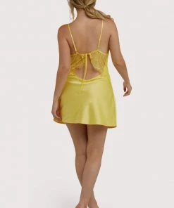 Wolf & Whistle Nightwear Helena Yellow Slip Dress 8 Wolf & Whistle Nightwear Helena Yellow Slip Dress