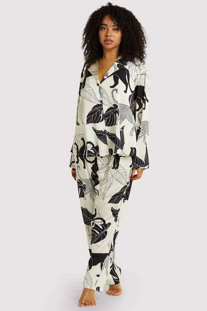 Wolf & Whistle Nightwear Panther Print Satin Pyjama Set 7 Wolf & Whistle Nightwear Panther Print Satin Pyjama Set