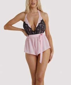 Wolf & Whistle Suzie Blush Halter Playsuit Nightwear