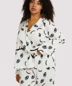 Wolf & Whistle Winking Eye Print Satin Pyjama Set