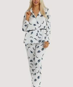 Wolf & Whistle Winking Eye Print Satin Pyjama Set