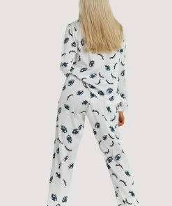 Wolf & Whistle Winking Eye Print Satin Pyjama Set