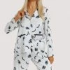 Wolf & Whistle Winking Eye Print Satin Pyjama Set